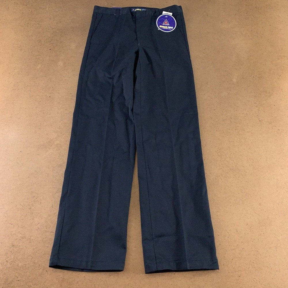 Access Boys School Wear Uniform Pants Blue Twill Pockets Flat Front Zip 14 New